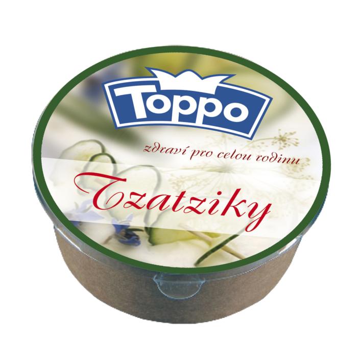 Návrh obalu - etiketa řeckého salátu tzatziky TOPPO